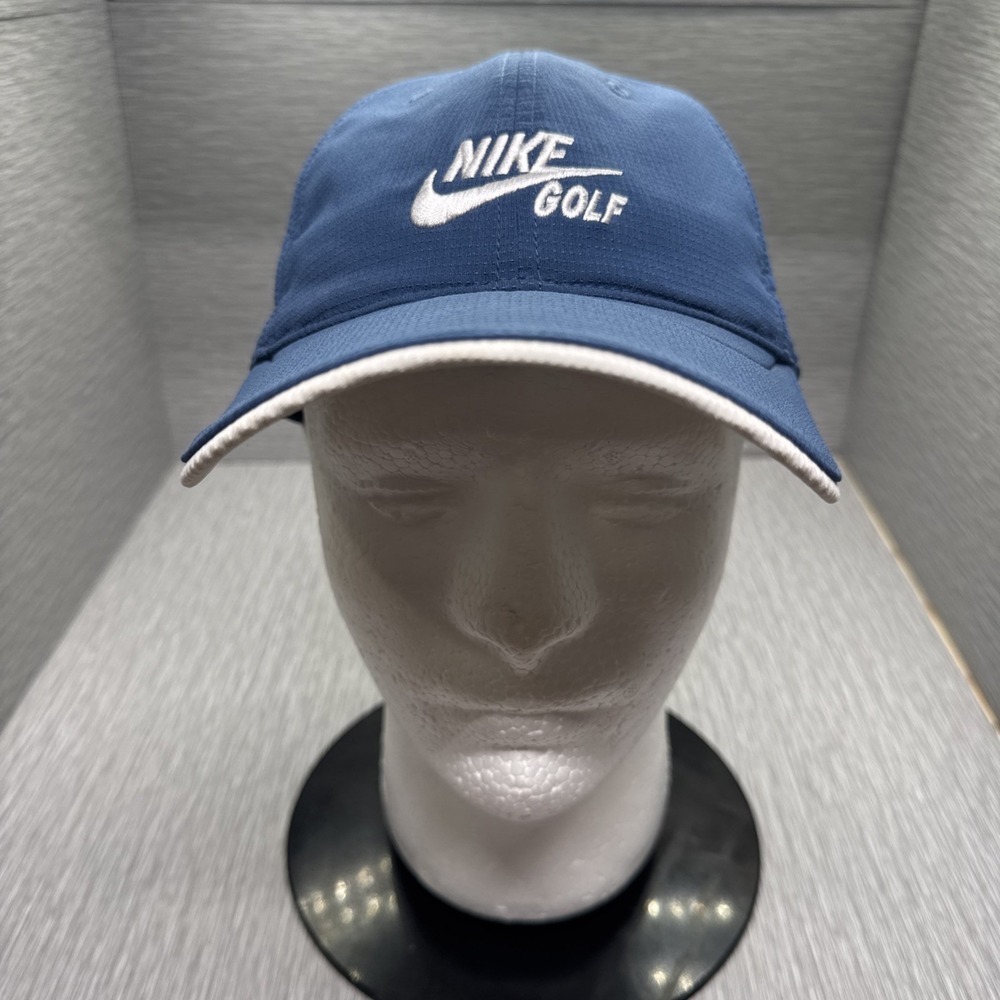 Nike Golf‎ Hat Adjustable Blue White Embroidered Swoosh Logo Strapback Cap